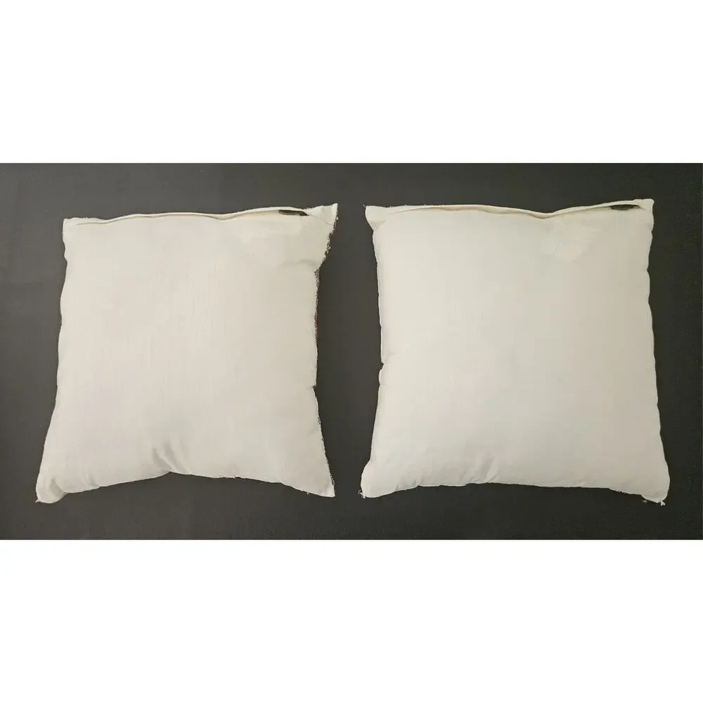 Vintage Pier 1 Pair Embroidered Floral Sequined Accent Throw Pillows 14x15